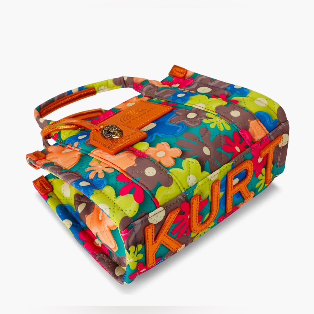 NWOT Kurt Geiger Multicolor Floral Tote with Orange Strap - Picture 3 of 6